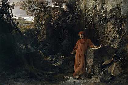 浮雕在沃克吕兹春天`Petrarch at the Spring of Vaucluse (1867) by