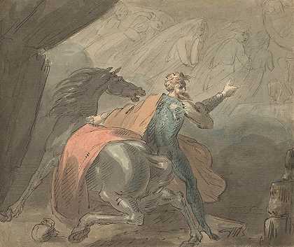 在国王和一匹马与幽灵般的女人`A King and a Horse with Ghostly Women (1770–80) by