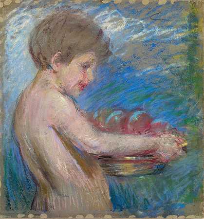 孩子用果子`Child with Fruit by Alice Pike Barney