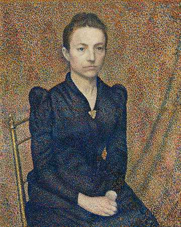 艺术家姐姐的肖像`Portrait of the Artist’s Sister (1891) by Georges Lemmen