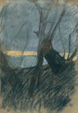 日落`Sunset (1875–1885) by Ladislav Mednyánszky