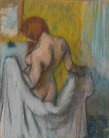 毛巾的女人`Woman with a Towel (1894) by Edgar Degas