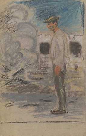 骑马`Swain in a Yard (1935–1944) by Arnold Peter Weisz-Kubínčan