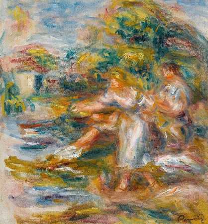 渔民在线`Pêcheuses À La Ligne (1917) by Pierre-Auguste Renoir