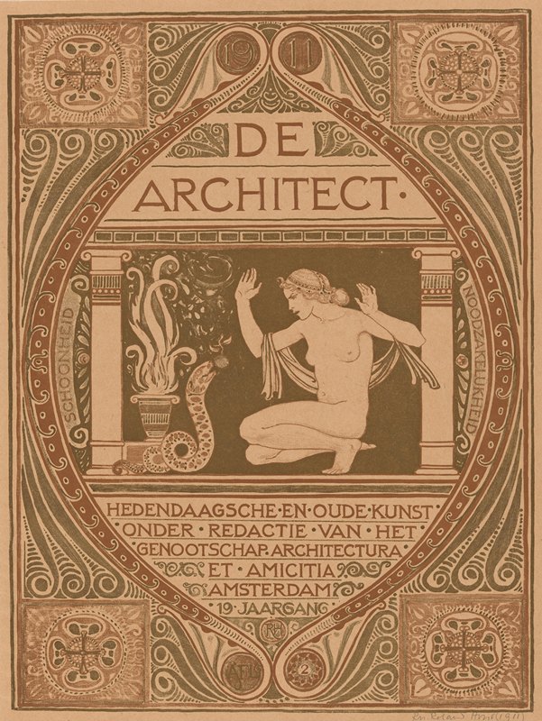 Omslagontwerp voor; De Architect, 1911 (1911) -