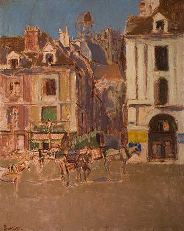 街道Notre Dame和Quai Duquesne`La Rue Notre Dame And The Quai Duquesne (1902) by Walter Richard Sickert