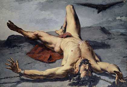 Prometheus伪造在岩石上`Prometheus Forged on a Rock (1855) by Frank Buchser