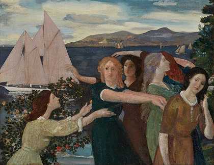 遍布港口`Across The Harbor (1908) by Arthur Bowen Davies