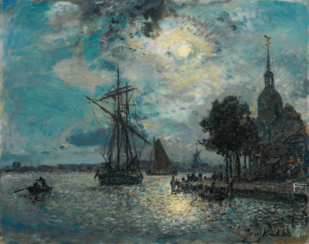 `Le Port De Dordrecht Au Clair De Lune (1868) -