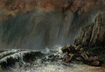 海洋;水域`Marine; The Waterspout (1870) by Gustave Courbet