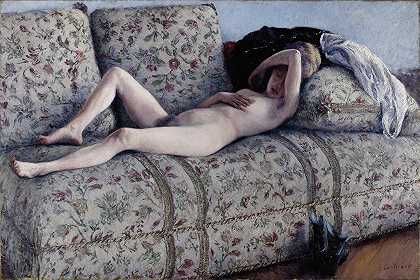 裸体我们有沙发`Nude on a Couch (c. 1880) by Gustave Caillebotte