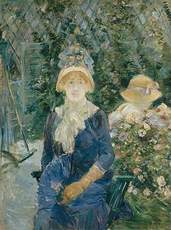 妇女在庭院里`Woman in a Garden (1882 83) by Berthe Morisot