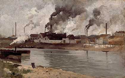IVRY的工厂`Factories in Ivry (1883) by Frits Thaulow