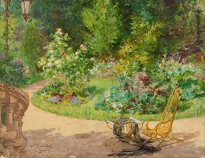 Eylau大道的花园`Le jardin de lavenue dEylau (1885) by Georges Jeannin