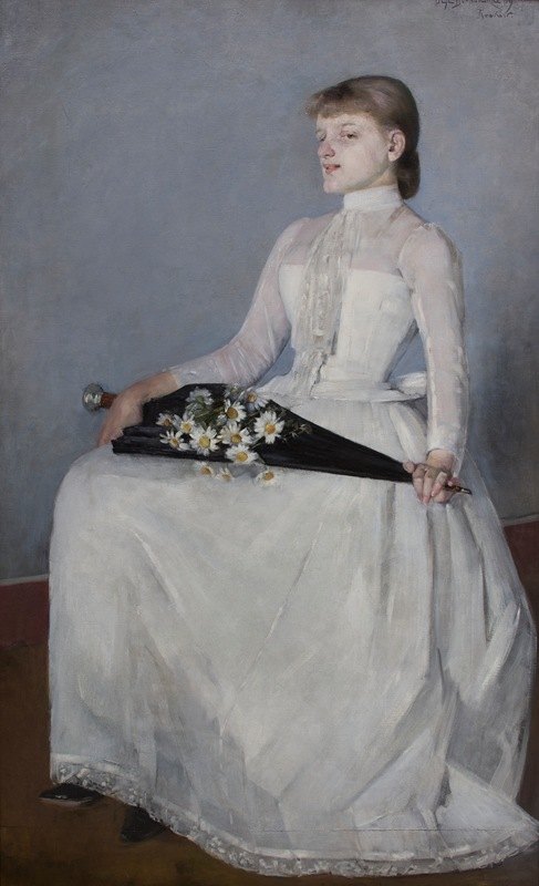 一件白色连衣裙的夫人`
Lady in a White Dress (1889)  by Olga Boznanska