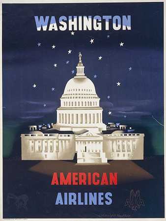 华盛顿，美国航空公司由Edward McKnigh Kauffer`Washington, American Airlines (1950) by Edward McKnight Kauffer
