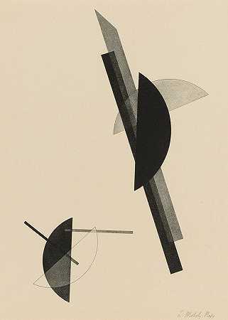 kestnermappe; kodhosition（一个板）（passuth 125）`Kestnermappe; Komposition (One Plate) (Passuth 125) (1922~23) by László Moholy-Nagy