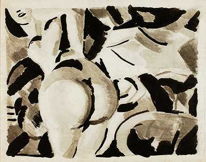 裸体女人，后景观`Nude Woman, Back View by Carl Newman