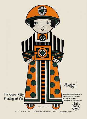 女王城墨水，广告。02由奥古斯图斯jansson`Queen City Ink, Ad. 02 (1890~1913) by Augustus Jansson
