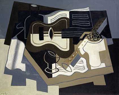 吉他和单簧管`Guitar and clarinet (1920) by Juan Gris
