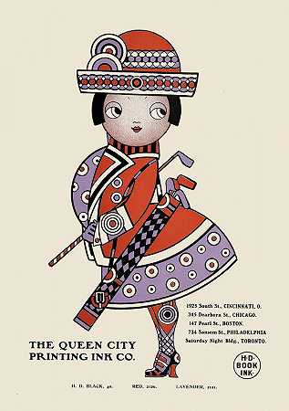 女王城墨水，广告。18到奥古斯图斯·詹森`Queen City Ink, Ad. 18 (1890~1913) by Augustus Jansson