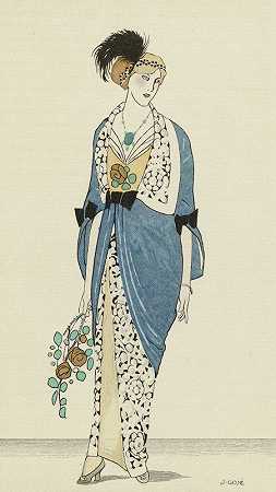 蓝色缎面晚礼服匿名`Manteau du soir en Satin bleu (1912)