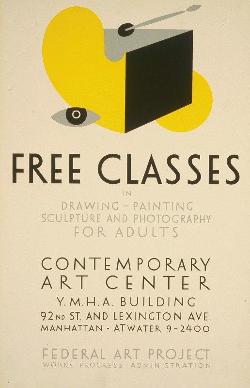 `Free classes in drawing, painting, sculpture and photography for adults (1936`1940) -