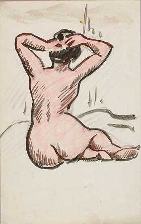 坐着裸体`Seated Nude (1980) by Carl Newman