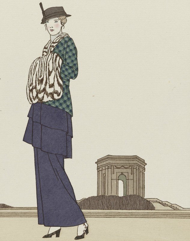 `Le Jardin de Peyrou / Costume tailleur de Chéruit (1914) -