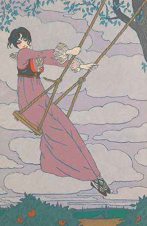 Georges Lepape的摇摆`La balançoire (1912) by Georges Lepape