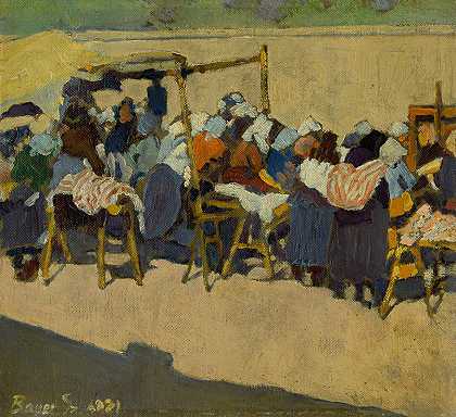na trhu.`Na trhu (1921) by Konštantín Bauer