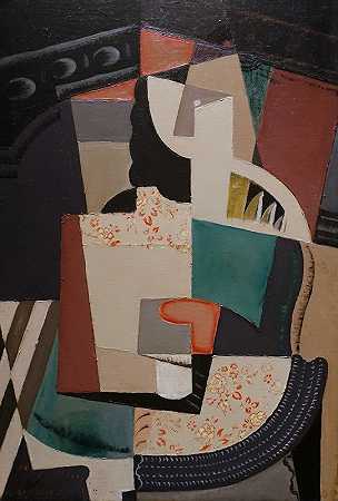 女人坐在（坐着的女人）`Femme Assise (Seated Woman) (c. 1917) by María Blanchard