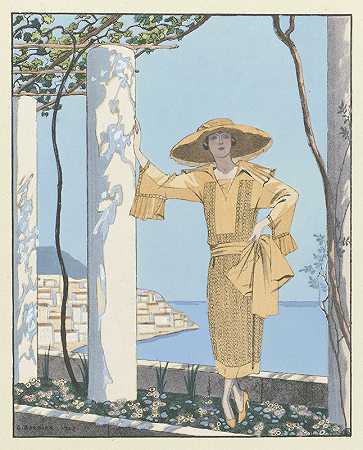 Amalfi.dress，来自乔治·贝利耶的价值`Amalfi. Robe, de Worth (1922) by George Barbier