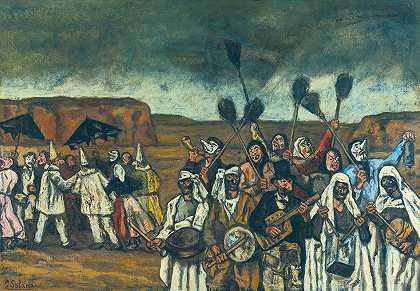 扫帚的化妆舞会`The masquerade of the brooms by José Gutiérrez Solana