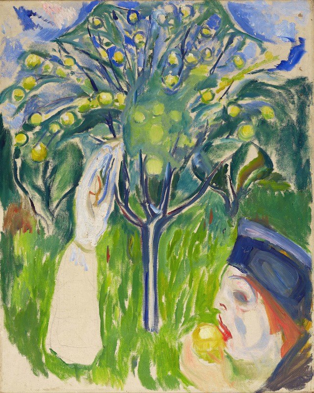 两个女人在花园里`
Two Women in the Garden (1919)  by Edvard Munch