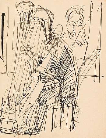 协调`Harfenspieler (1916) by Ernst Ludwig Kirchner