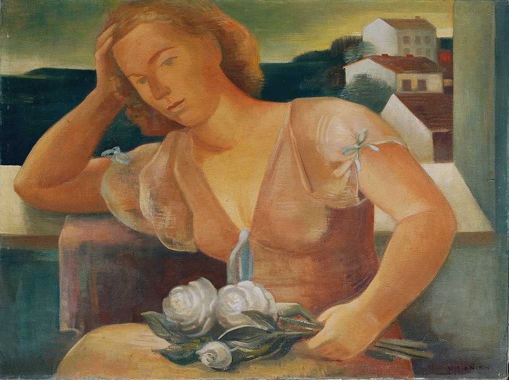 `Die Gattin des Künstlers mit Blumen (1928) -