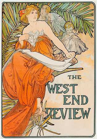 西部审查`The West End Review (circa 1897) by Alphonse Mucha