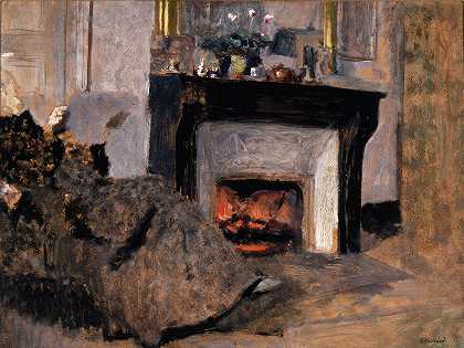 壁炉`The Fireplace (1901) by Édouard Vuillard