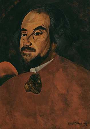 演员的肖像据说是Nikolai Alexandrov`Portrait of An Actor Said To Be Nikolai Alexandrov (1923) by Boris Grigoriev