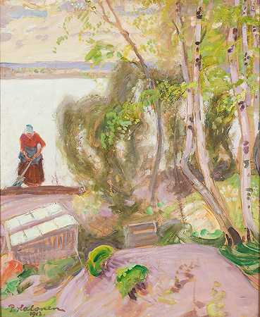 从花园里`From the Garden (1913) by Pekka Halonen