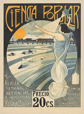 CIENCIA很受欢迎`Ciencia Popular (ca. 1915) by F. Sagristá