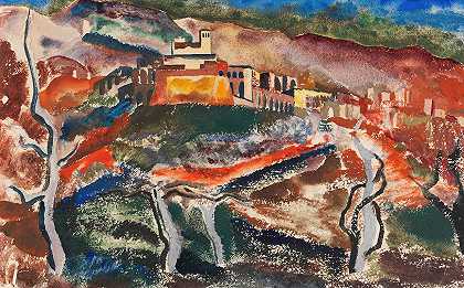 坐着`Assisi (1920) by Josef Eberz