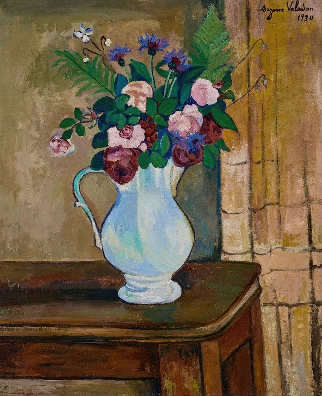 `Bouquet de roses, bleuets et fougères (1930) -