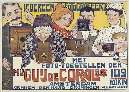 每个人都要摄影师海报为Guy Coral＆amp; CO`Everyone a Photographer Poster for Guy de Coral & Co (c. 1901) by Johann Georg van Caspel