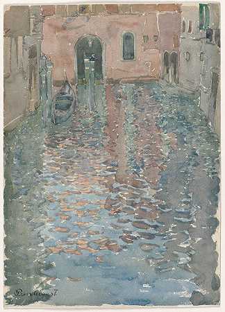 威尼斯运河`Venetian Canals (C. 1898) by Maurice Prendergast