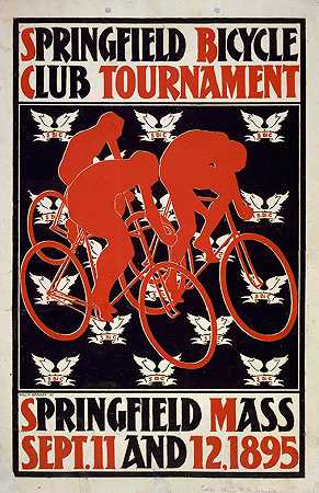 斯普林菲尔德自行车俱乐部锦标赛，斯普林菲尔德，质量`Springfield Bicycle Club Tournament, Springfield, Mass (1895) by Will Bradley