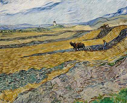 与犁头的封闭领域`Enclosed Field with Ploughman (1889) by Vincent van Gogh