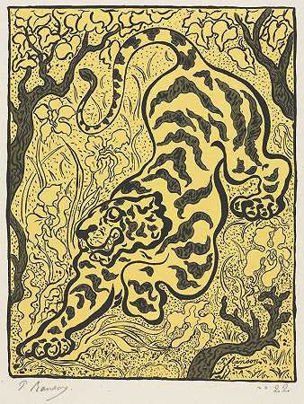 老虎在丛林中`Tiger in the Jungle (1893) by Paul Ranson