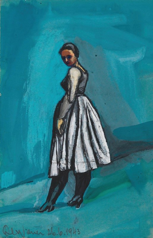 `Ohne Titel (Frau in weißschwarzem Kleid) (1943) -